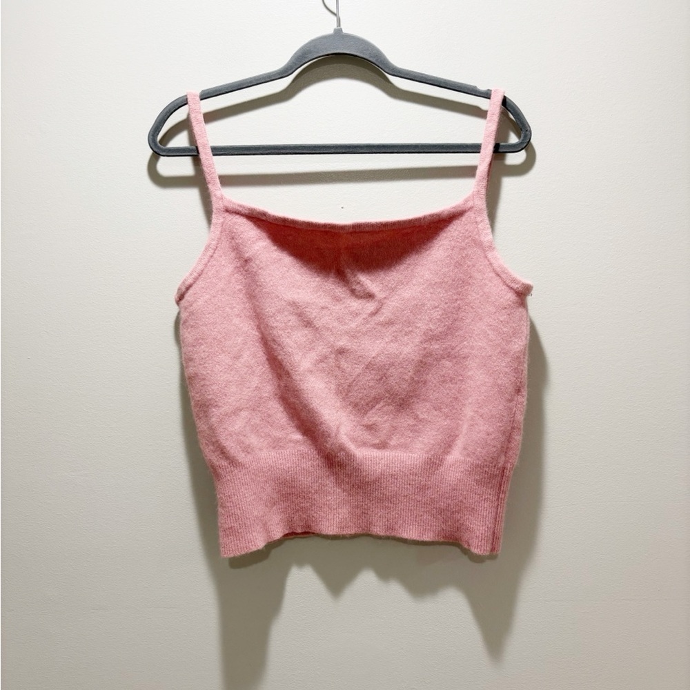 J CREW ENJOY Women’s Y2K Pink Knit Square Neckline Sweater Tank Coquette Size XL